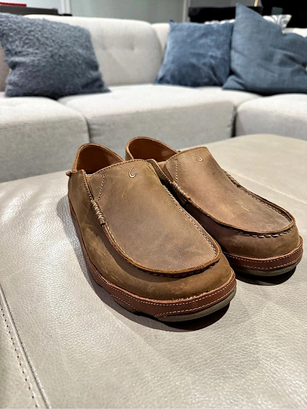 Olukai Moloa Leather Loafers Brown US 10.5 EUR 43.5